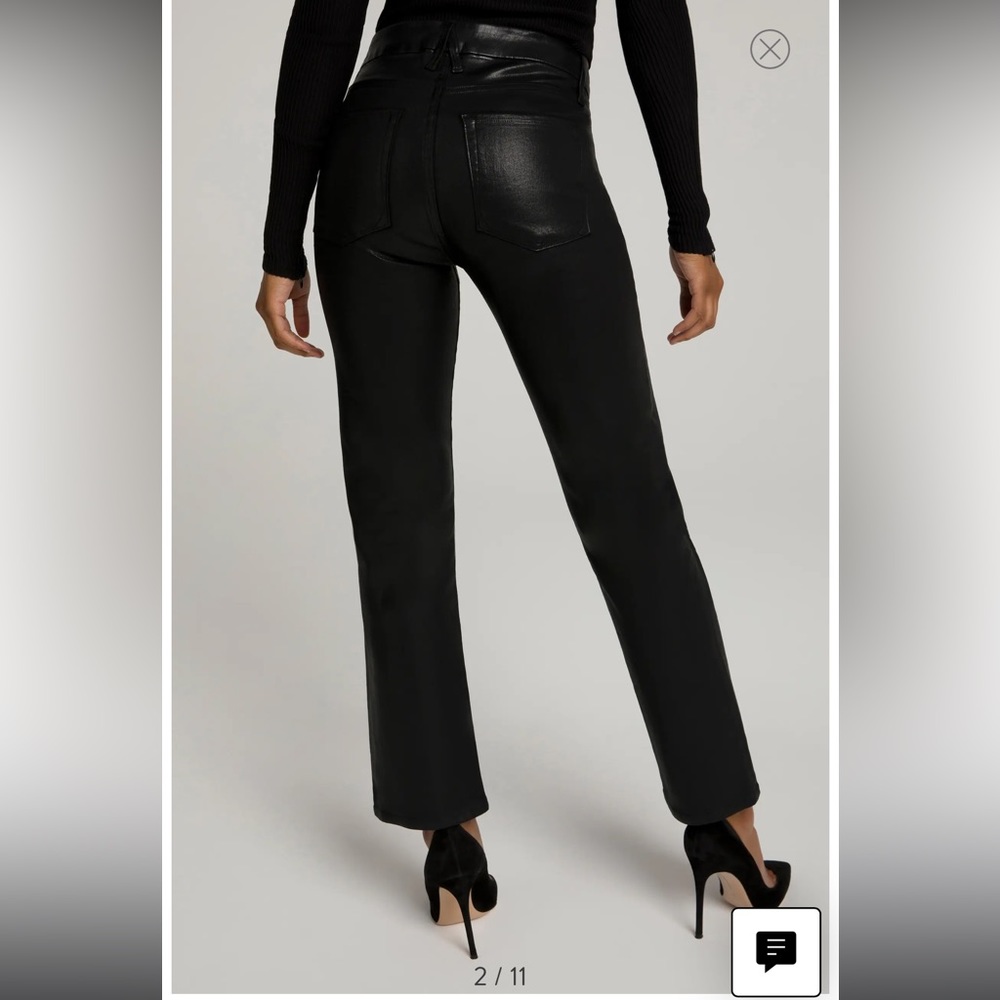 Good American Size 8/29 • Straight Black Waxed Coated Jeans